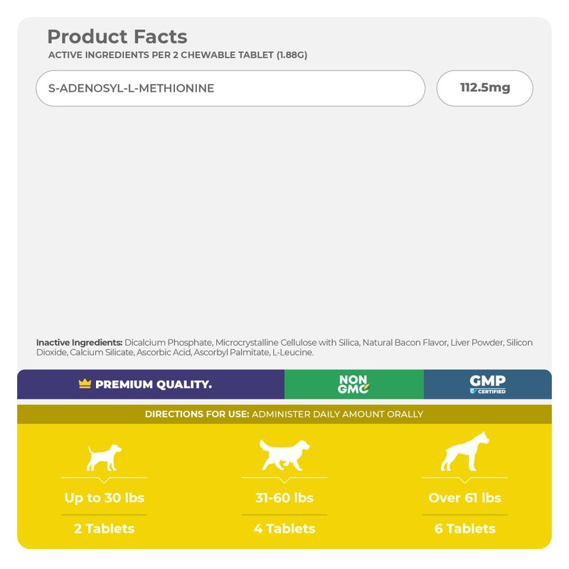 Coco and Luna Same for Dogs - 120 Chewable Tablets - S-Adenosyl-L-Methionine, Liver Supplement - Brain Health, Promotes Cognitive Support, Liver Support (Same Tablet) - Image 5