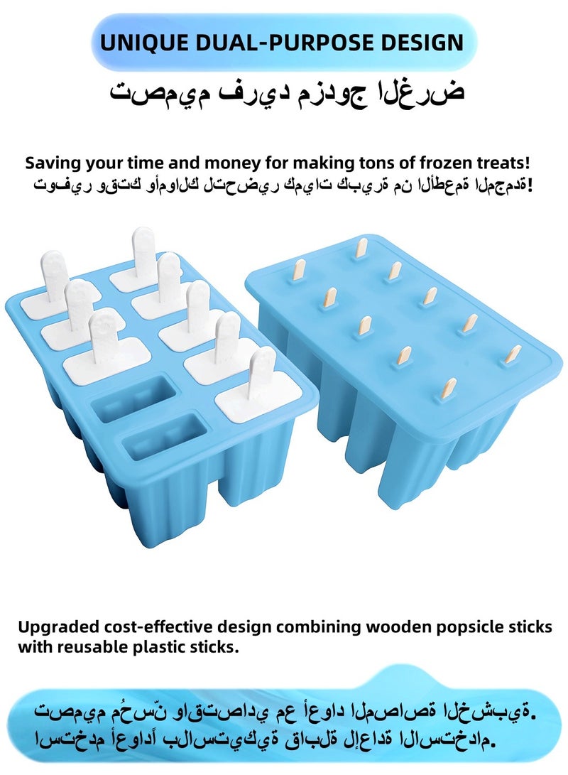 Popsicle Mold Ice Cream Mold Kit - 10-Cavity BPA-Free Silicone with 50 Sticks, Bags, Reusable Tools & Funnel for Homemade Treats  - Image 2
