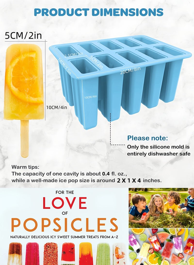 Popsicle Mold Ice Cream Mold Kit - 10-Cavity BPA-Free Silicone with 50 Sticks, Bags, Reusable Tools & Funnel for Homemade Treats  - Image 4