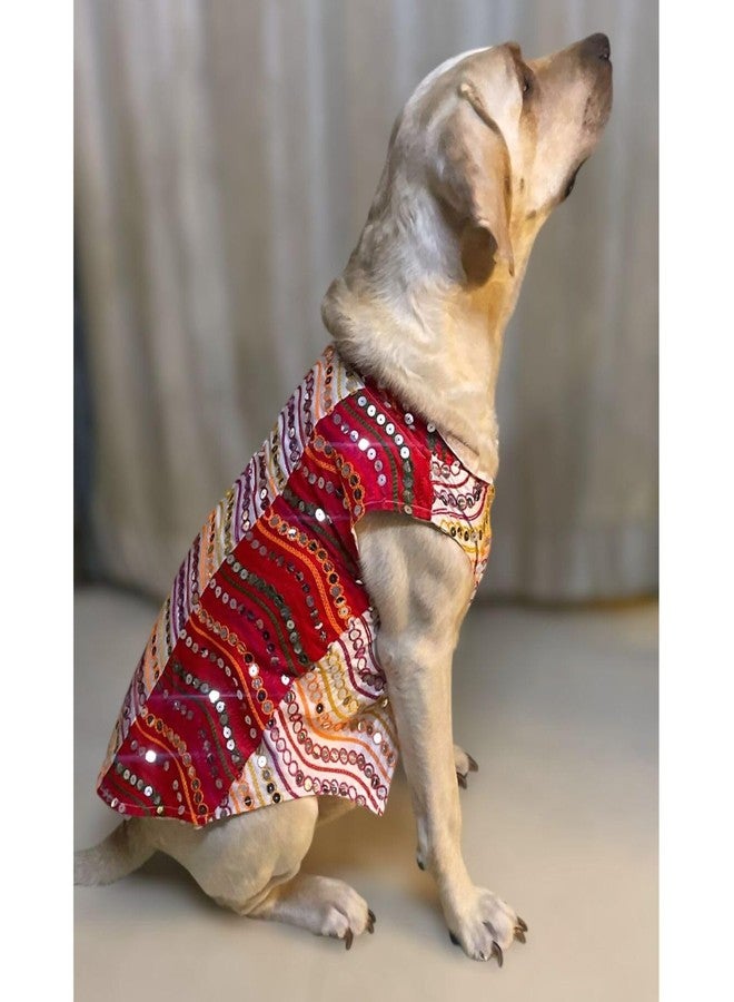 Lulala Traditional Dog Dress for Small, Medium & Large Dogs - Red Ethnic Festive Outfit with Elegant Embroidery | Comfortable Pet Costume for Weddings, Festivals & Celebrations - Image 2