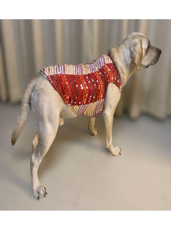 Lulala Traditional Dog Dress for Small, Medium & Large Dogs - Red Ethnic Festive Outfit with Elegant Embroidery | Comfortable Pet Costume for Weddings, Festivals & Celebrations - Image 4