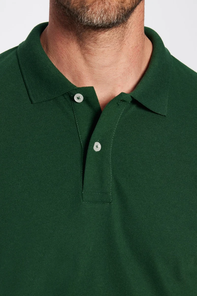Tudors Men's Slim Fit Narrow Cut Cotton Soft Textured Cool Keeping Fabric Plain Pique Khaki Polo Collar T-Shirt