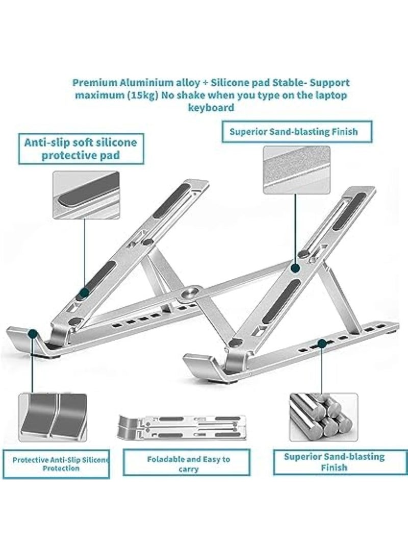 CAZADORA Adjustable Laptop Stand for 10–15.6 Inch Laptops – Premium Portable Aluminum Laptop Riser with Ventilated Cooling Base, Foldable Ergonomic Computer Holder for Desk, Study & Gaming – Stable Anti-Slip Design for MacBook, Dell, HP, ASUS & More – Lightweight Travel-Friendly Laptop Support with Adjustable Viewing Angles, Heat-Dissipation Slots, Durable Frame, and Easy Storage – Ideal for Office, Remote Work, Students, Gamers, and Creators Seeking Better Posture, Enhanced Performance & Comfort - Image 4
