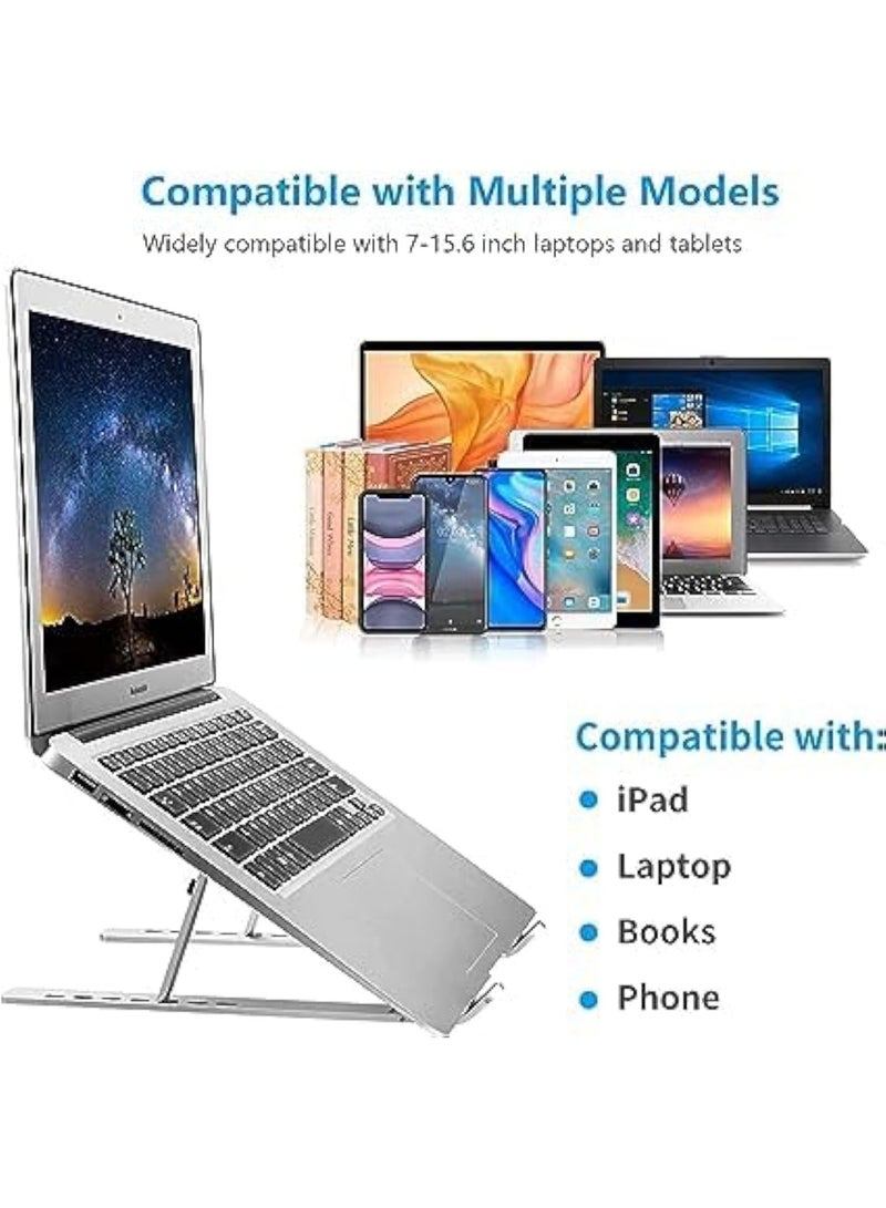 CAZADORA Adjustable Laptop Stand for 10–15.6 Inch Laptops – Premium Portable Aluminum Laptop Riser with Ventilated Cooling Base, Foldable Ergonomic Computer Holder for Desk, Study & Gaming – Stable Anti-Slip Design for MacBook, Dell, HP, ASUS & More – Lightweight Travel-Friendly Laptop Support with Adjustable Viewing Angles, Heat-Dissipation Slots, Durable Frame, and Easy Storage – Ideal for Office, Remote Work, Students, Gamers, and Creators Seeking Better Posture, Enhanced Performance & Comfort - Image 3