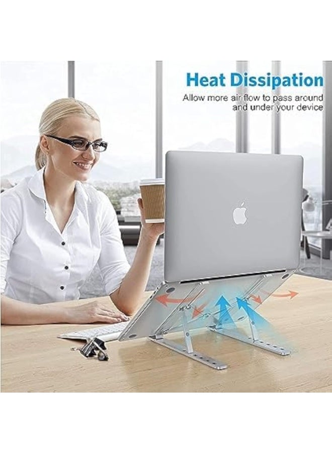 CAZADORA Adjustable Laptop Stand for 10–15.6 Inch Laptops – Premium Portable Aluminum Laptop Riser with Ventilated Cooling Base, Foldable Ergonomic Computer Holder for Desk, Study & Gaming – Stable Anti-Slip Design for MacBook, Dell, HP, ASUS & More – Lightweight Travel-Friendly Laptop Support with Adjustable Viewing Angles, Heat-Dissipation Slots, Durable Frame, and Easy Storage – Ideal for Office, Remote Work, Students, Gamers, and Creators Seeking Better Posture, Enhanced Performance & Comfort - Image 5