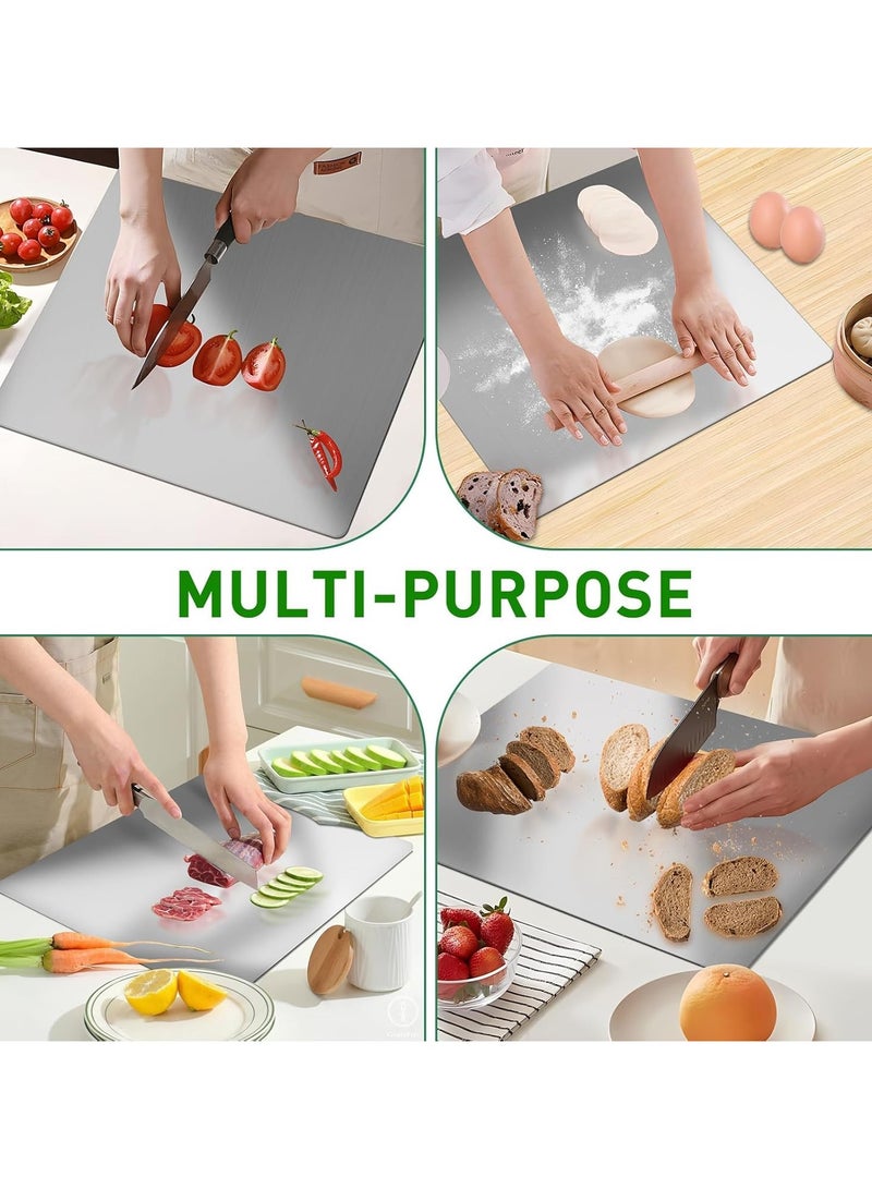 YQbest Stainless Steel Cutting Board with Lip, Large Cutting Boards for Kitchen, Non-Slip Chopping Board for Countertop, Cutting Board for Meat Fruits Vegetables Bread Kneading - Image 5