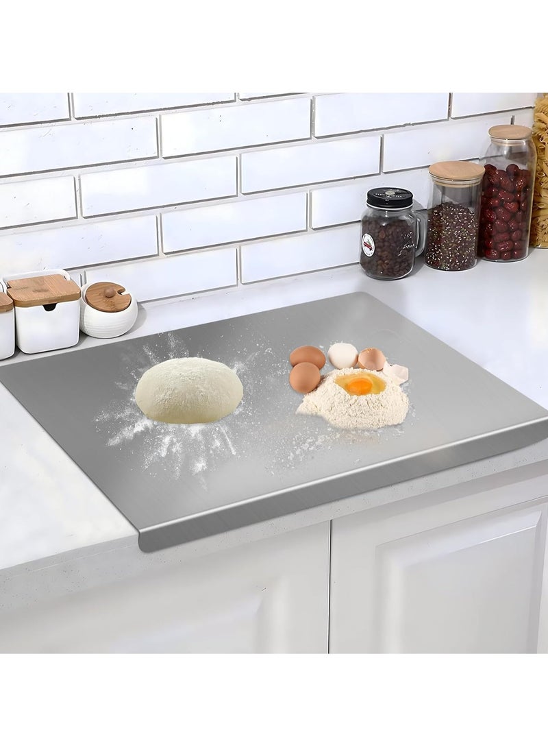 YQbest Stainless Steel Cutting Board with Lip, Large Cutting Boards for Kitchen, Non-Slip Chopping Board for Countertop, Cutting Board for Meat Fruits Vegetables Bread Kneading - Image 1