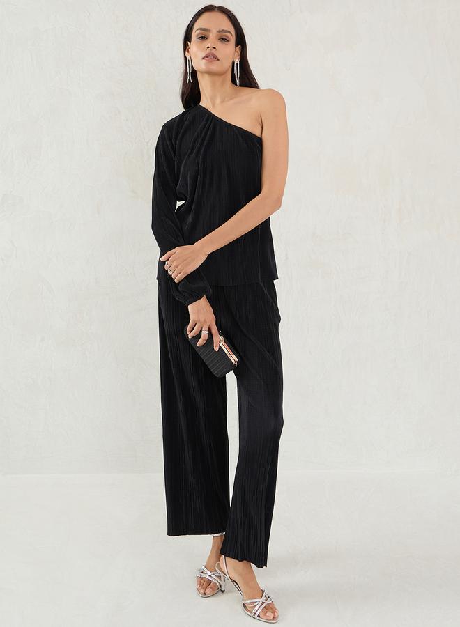 Femmella Plisse Mid Rise Straight Fit Pant - Image 1