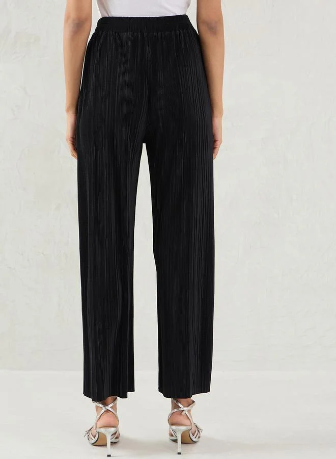 Femmella  Femmella Plisse Mid Rise Straight Fit Pant for Women | Best Price UAE