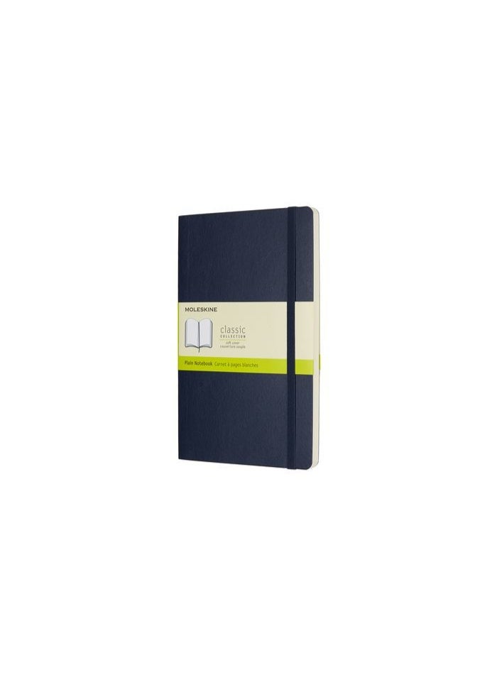 MOLESKINE Large Notebook Plain Pages Sapphire Blue Soft Cover 192 Pages - Image 1