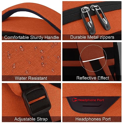 Volher Laptop Backpack,Business Travel Anti Theft Slim Durable Laptops Backpack with USB Charging Port,Water Resistant College Computer Bag for Women & Men Fits 15.6 Inch Laptop and Notebook-Orange - Image 4