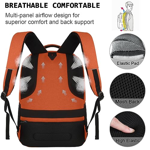 Volher Laptop Backpack,Business Travel Anti Theft Slim Durable Laptops Backpack with USB Charging Port,Water Resistant College Computer Bag for Women & Men Fits 15.6 Inch Laptop and Notebook-Orange - Image 5