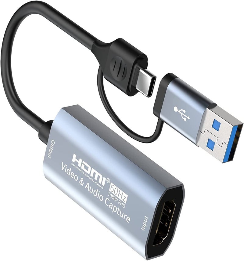 Microware Video Capture Card, USB 3.0/Type C Video Capture Card 1080P 60fps 4K HDMI-Compatible Video Grabber Box for Mackbook PS4 Game Camera Recorder - Image 1