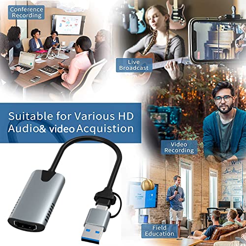 Microware Video Capture Card, USB 3.0/Type C Video Capture Card 1080P 60fps 4K HDMI-Compatible Video Grabber Box for Mackbook PS4 Game Camera Recorder - Image 5