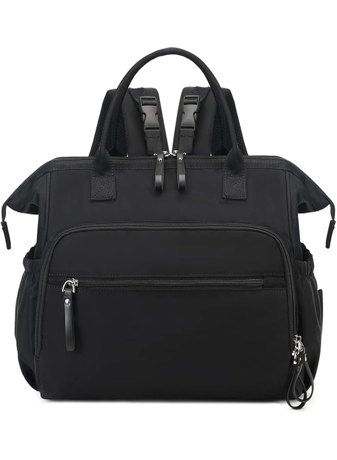 KASTWAVE Diaper Bag Backpack Convertible Diaper Bag Tote Wide Open Top 14 Pockets Nappy Backpack With Stroller Buckle Multi Function Waterproof Diaper Bag Water Resistant (Black) - Image 1