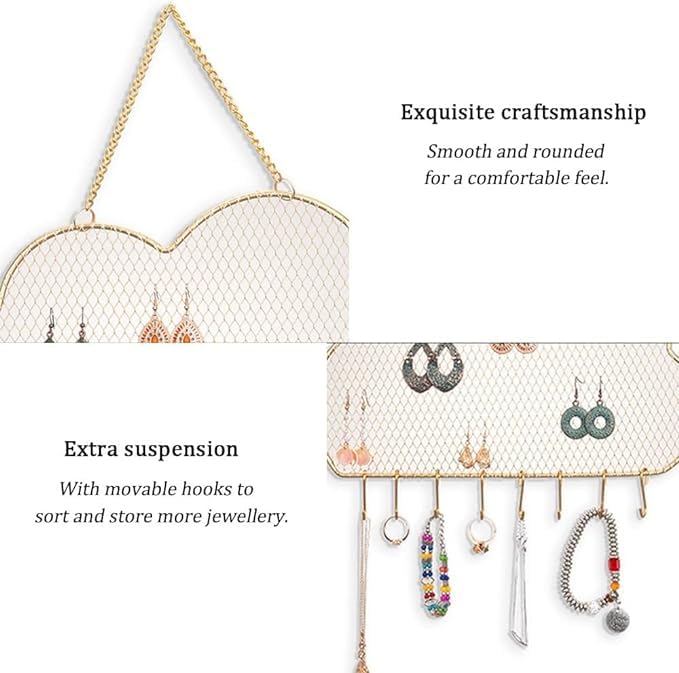 Kresal Hanging Earring Holder Organizer Wall Mounted Earring Organizer with Hooks for Stud Earrings Necklaces Bracelets Jewelry Pin Collection Display Storage - Image 3