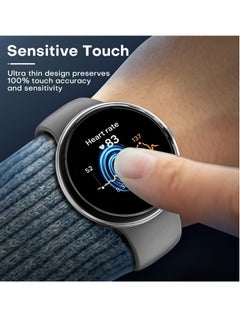 Y&D 2 Pack Hard Case for Pixel Watch Built in 9H Tempered Glass Screen Protector Full Coverage Touch Sensitive Slim Bumper  - Image 4