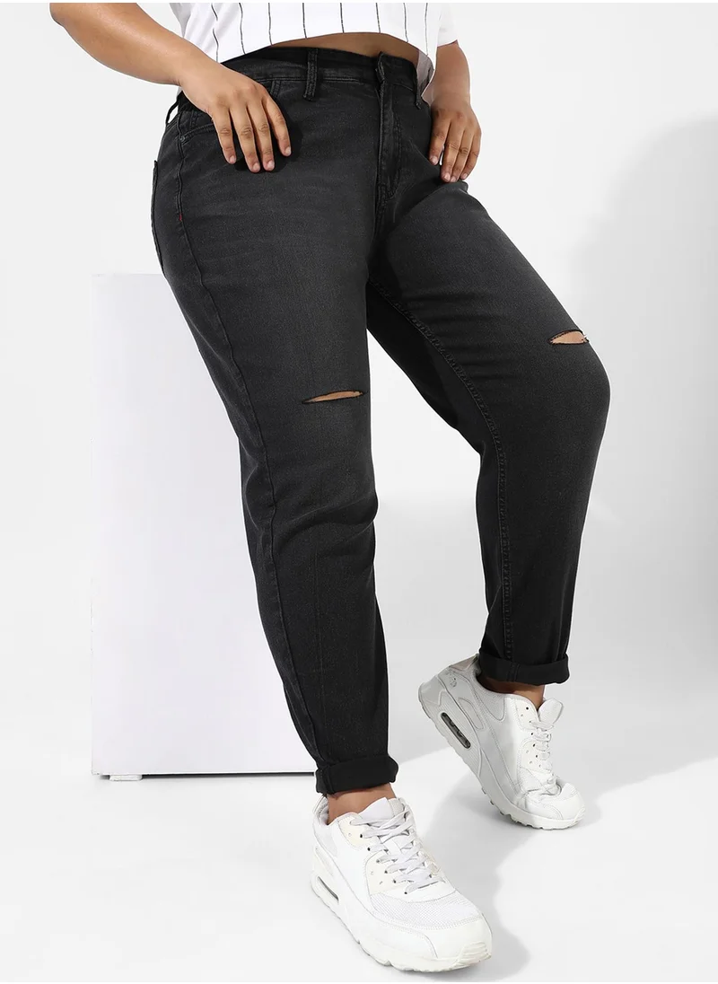 Instafab Plus Women's Black Dark-Wash Denim Jeans