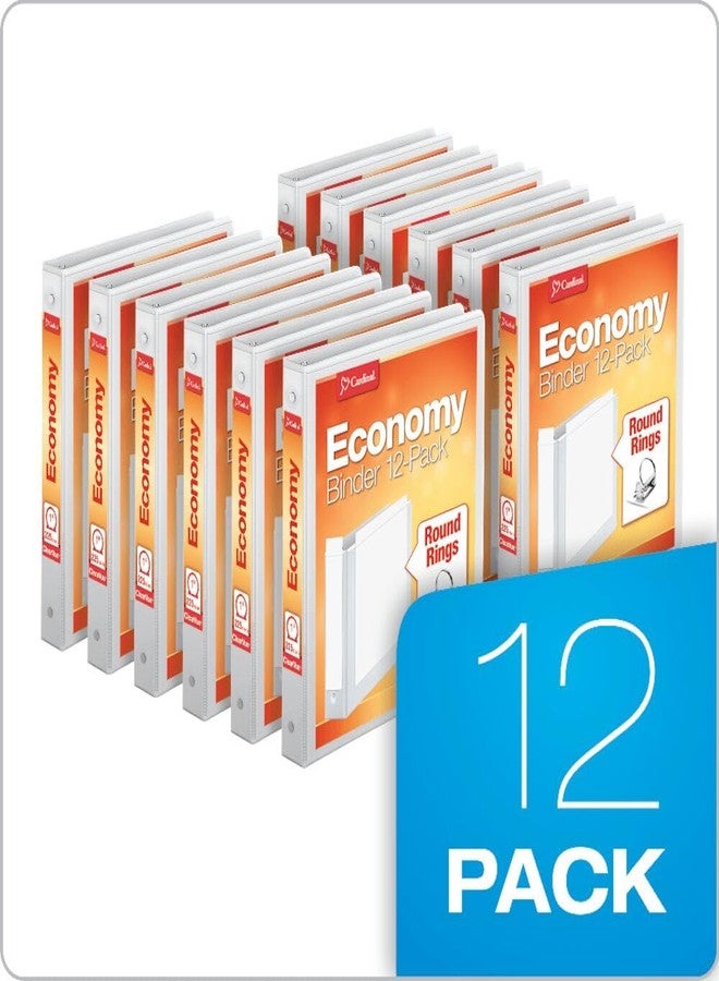 Cardinal Economy 3-Ring Binders, 1", Round Rings, Holds 225 Sheets, ClearVue Presentation View, Non-Stick, White, Carton of 12 (90621) - Image 3