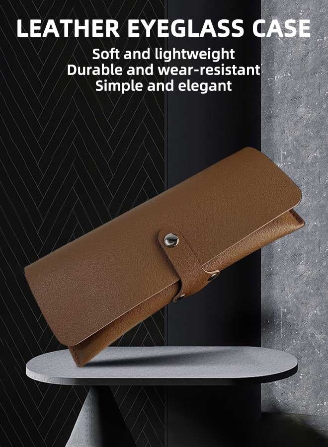 VOLITION Sunglasses Case, Leather Eyeglass Case, Reading Glasses Cover, Unisex Retro Eyeglasses Storage Box, Brown. - Image 2