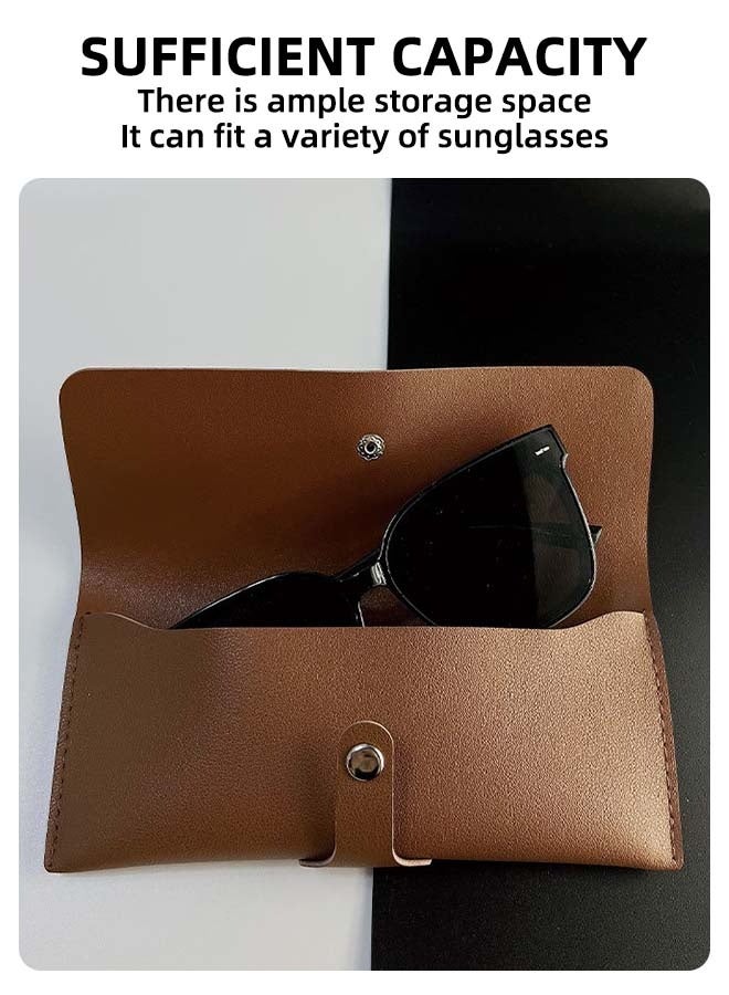 VOLITION Sunglasses Case, Leather Eyeglass Case, Reading Glasses Cover, Unisex Retro Eyeglasses Storage Box, Brown. - Image 3
