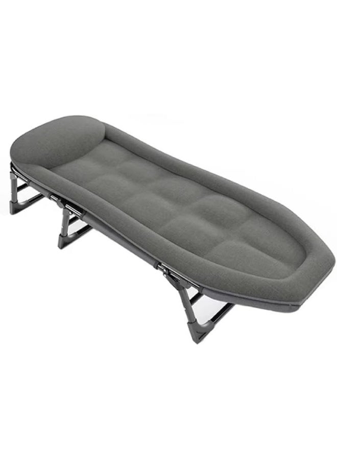 Generic Senior Folding Bed Single Bed Office Lounge Chair Lunch Bed Napping Folding Bed Accompanying Simple Portable Military Bed(200 * 64 * 32)-light gray  - Image 3