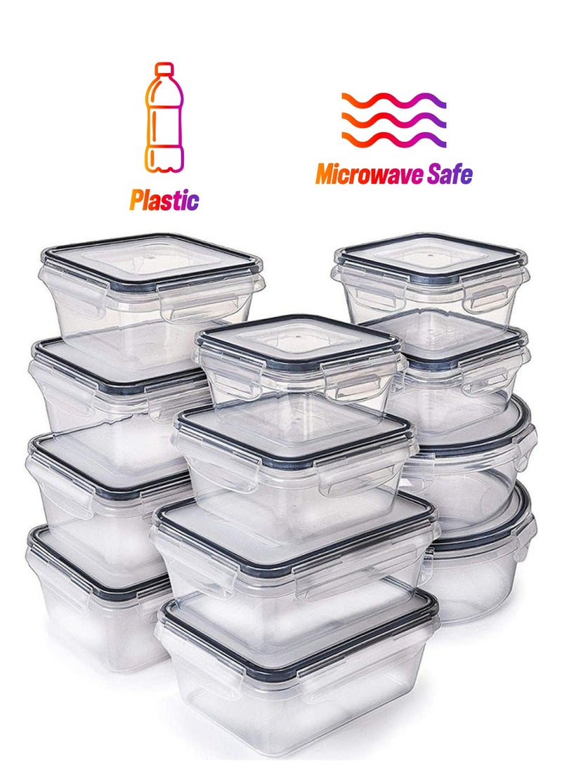 Arabest 12PCS Airtight Meal Prep Container Set with Locking Lids, Multiple Use Plastic Food Storage Containers, Stackable Kitchen Organizer Boxes, Bpa Free and Microwave Freezer Dishwasher Safe  - Image 1