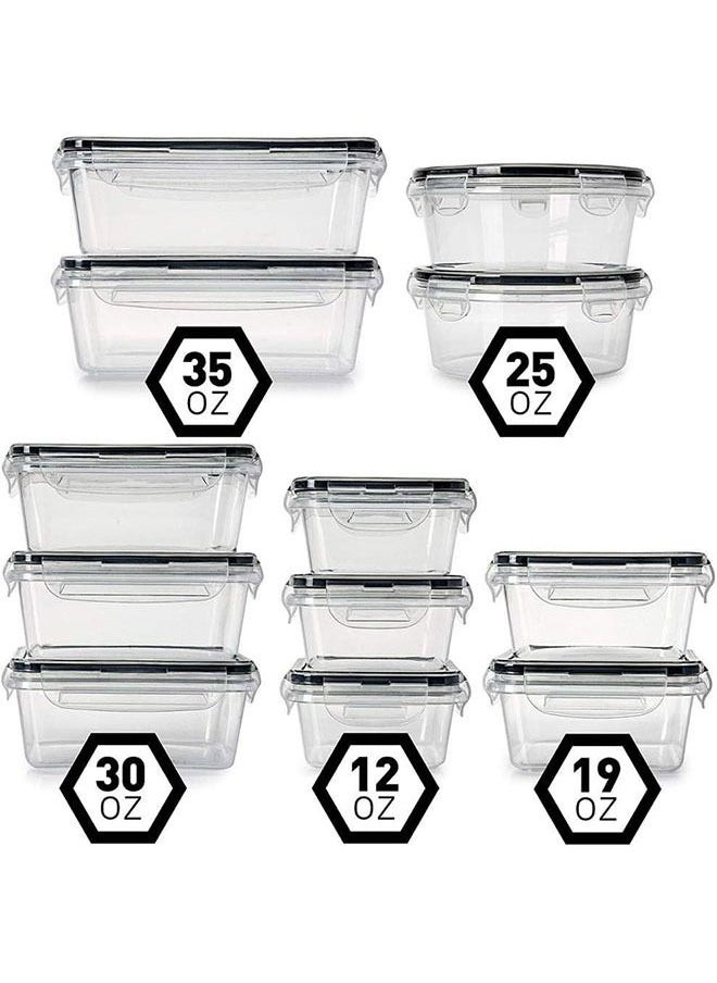 Arabest - 12PCS Airtight Meal Prep Container Set with Locking Lids, Multiple Use Plastic Food Storage Containers, Stackable Kitchen Organizer Boxes, Bpa Free and Microwave Freezer Dishwasher Safe - Image 1