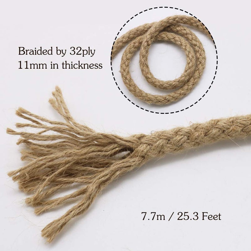 Tenn Well Braided Jute Rope, 25 Feet 11mm Thick Twine Rope for Crafting, Cat Scratching, Gardening, Bundling, Farmhouse Decor, Home Decor - Image 3