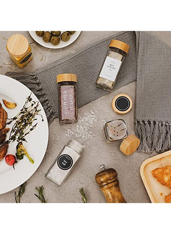 24 Pcs Spice Jars 120ml each with Labels Glass Spice Jars with Bamboo Lids, Minimalist Farmhouse Spice Labels Stickers, Collapsible Funnel, Seasoning Storage Bottles for Spice Rack, Cabinet, Drawer - Image 5