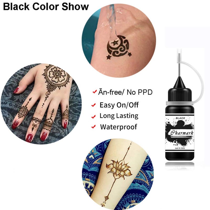 Charmark Fake Freckles Temporary Kit,Temporary Painting Kit 84 Pcs Stickers Stencils Full Painting Kit 3 Bottles (Black*3) - Image 3