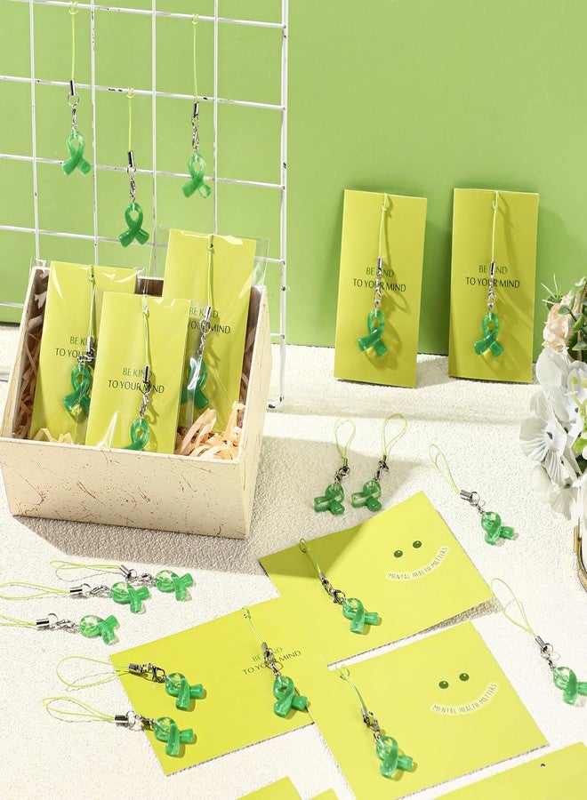 Ecation 48 Set Mental Health Awareness Items for Veterans Military Green Ribbon Keychain with Mental Health Card for Social Charity Public Event - Image 4