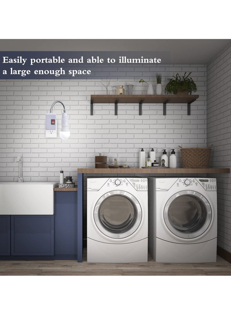 حامل مقبس E27 مع امتداد 27 سم، 2 حزمة محول لمبات الإضاءة القابلة للتوصيل بالجدار، محول مقبس مرن للمبات مع مفتاح تشغيل/إيقاف، محول مقبس للمرآب وغرفة النوم - Image 3