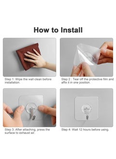 General Removable Wall Hooks 20 Pieces - 13 lbs Ceiling Hooks, Clear Seamless, Waterproof, Oil Proof, Suitable for Kitchen, Bathroom, Office and Window - 10 Pack  - Image 2