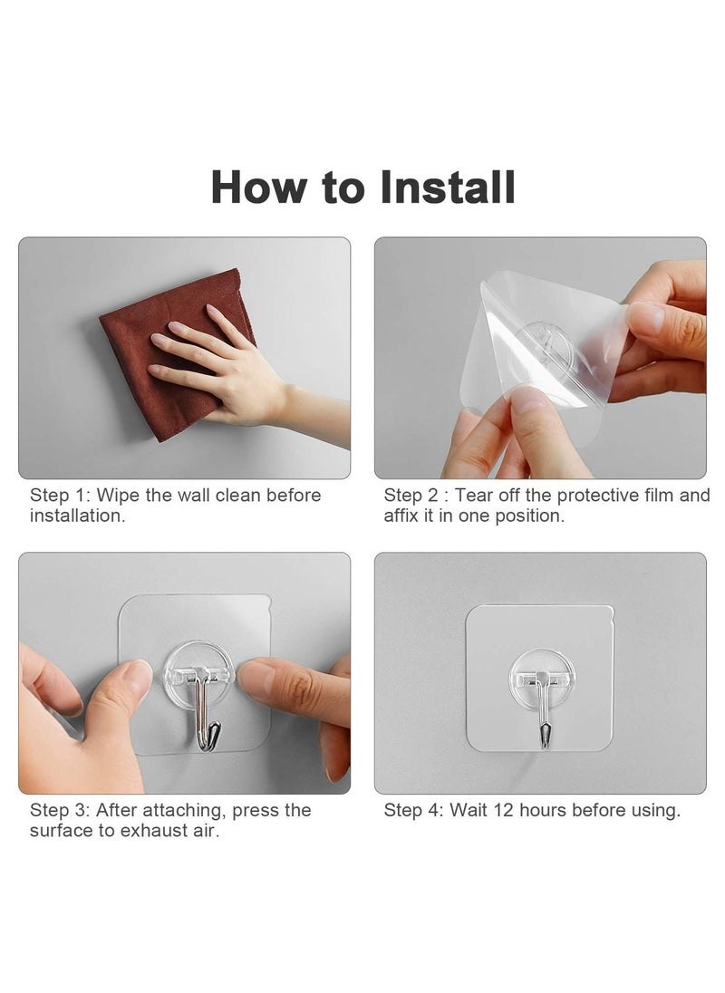 General Removable Wall Hooks 20 Pieces - 13 lbs Ceiling Hooks, Clear Seamless, Waterproof, Oil Proof, Suitable for Kitchen, Bathroom, Office and Window - 10 Pack  - Image 2