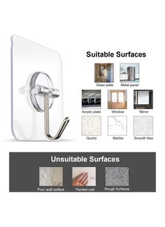 General Removable Wall Hooks 20 Pieces - 13 lbs Ceiling Hooks, Clear Seamless, Waterproof, Oil Proof, Suitable for Kitchen, Bathroom, Office and Window - 10 Pack  - Image 4