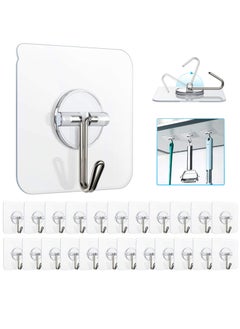 General Removable Wall Hooks 20 Pieces - 13 lbs Ceiling Hooks, Clear Seamless, Waterproof, Oil Proof, Suitable for Kitchen, Bathroom, Office and Window - 10 Pack  - Image 1