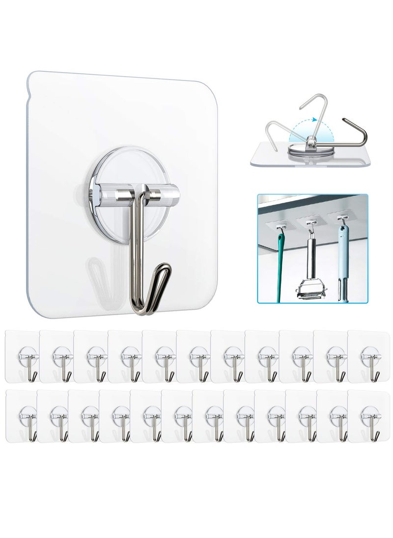 General Removable Wall Hooks 20 Pieces - 13 lbs Ceiling Hooks, Clear Seamless, Waterproof, Oil Proof, Suitable for Kitchen, Bathroom, Office and Window - 10 Pack  - Image 1