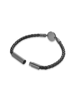 CERRUTI 1881 Enzo Grey and Black Leather Bracelet  - Image 3