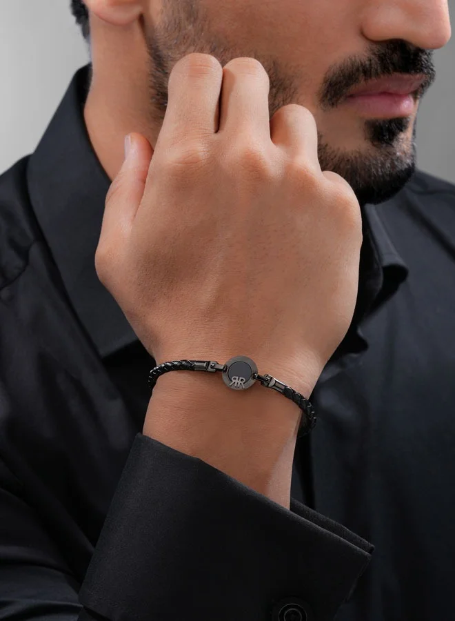 CERRUTI 1881 Enzo Grey and Black Leather Bracelet