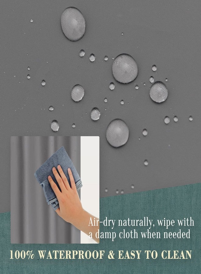 ABLUEN No Hook PEVA Shower Curtain or Liner - 8G Heavy Duty Grey Bathroom Shower Curtain No Hooks Required, Waterproof Plastic & PVC Free, Standard Size 71 x 74, Dark Gray - Image 5