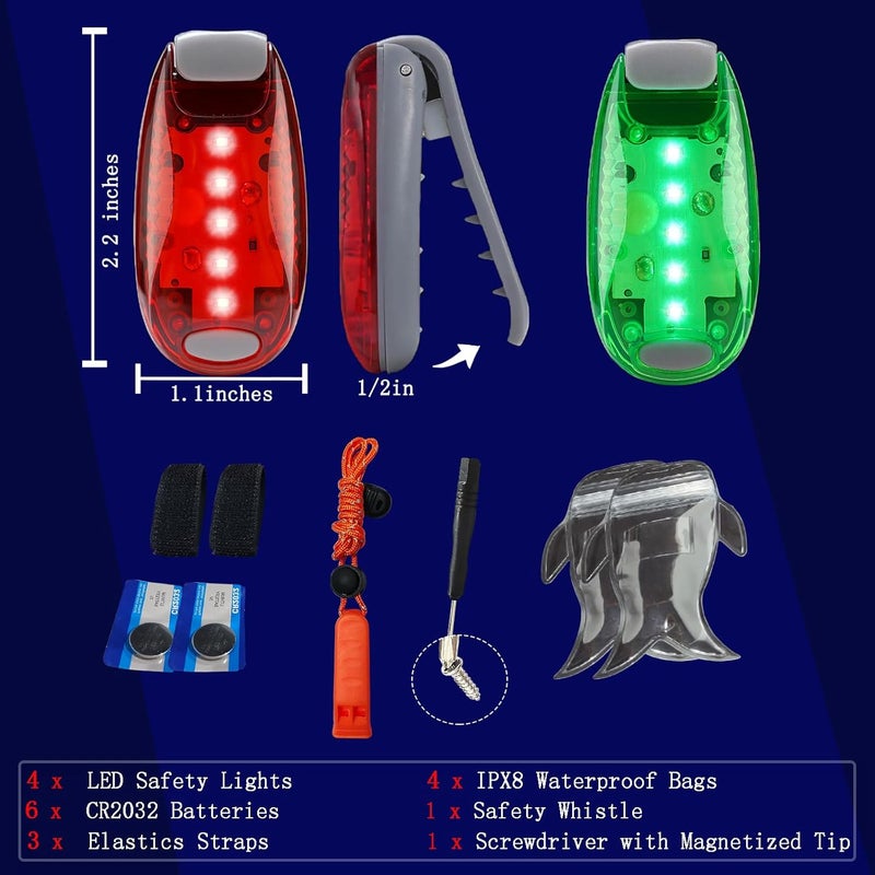 Amzonly 4Pack Kayak Lights with IPX8 Fish-shaped Waterproof Bag, Battery Operated Navigation Lights for Night Kayaking, Clip on for Paddle board, Pontoon Boat, Dinghy, Canoe, Jetski, Kayak Accessories- - Image 3