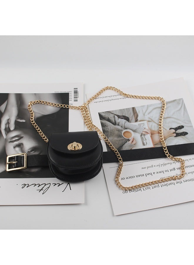 xozgdovg Trendy Versatile Womens Wallet Small Size Detachable Belt Fashionable Black Color Waist Bag For Casual Everyday Use Black C style