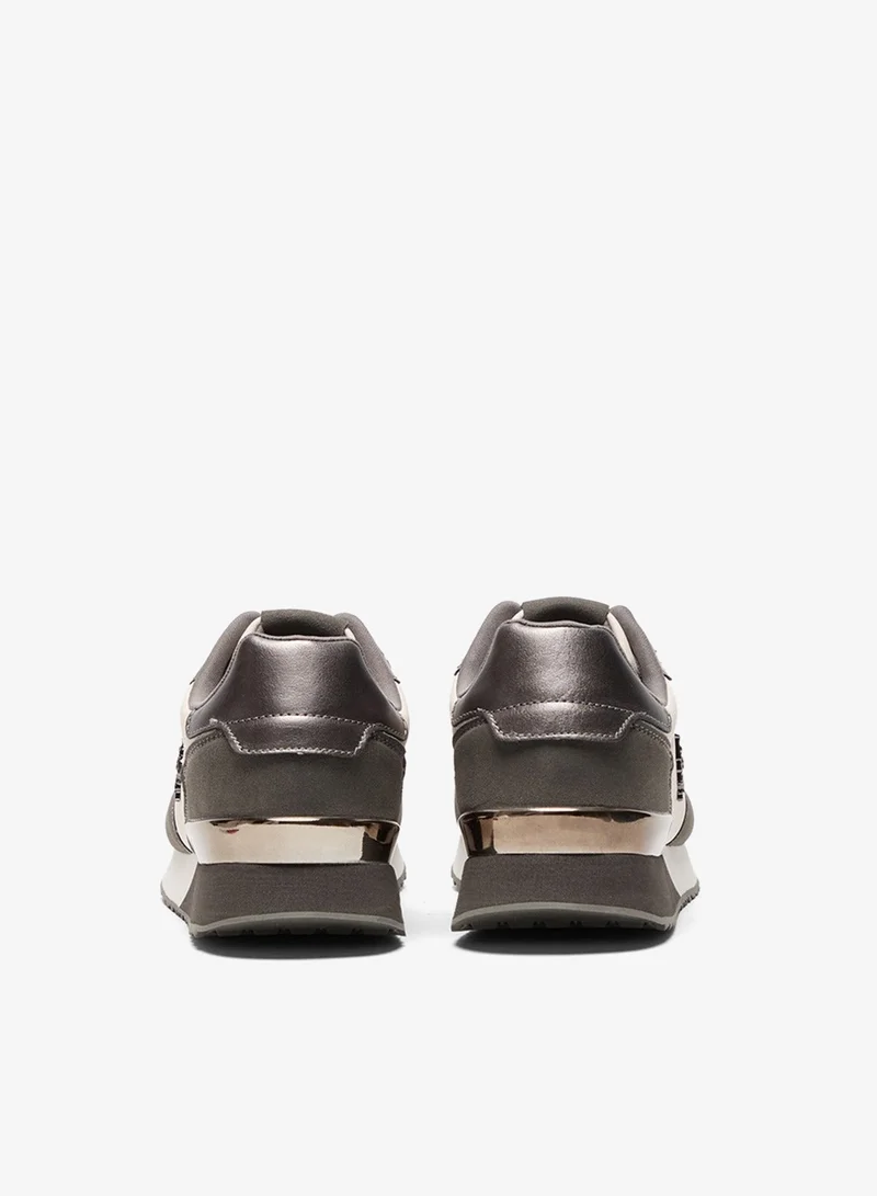 U.S. Polo Assn. Women's Grey & White Low-Top Sneakers - Stylish Accents with Lace-Up Design Shoes and Cushioned Sole for Casual Comfort