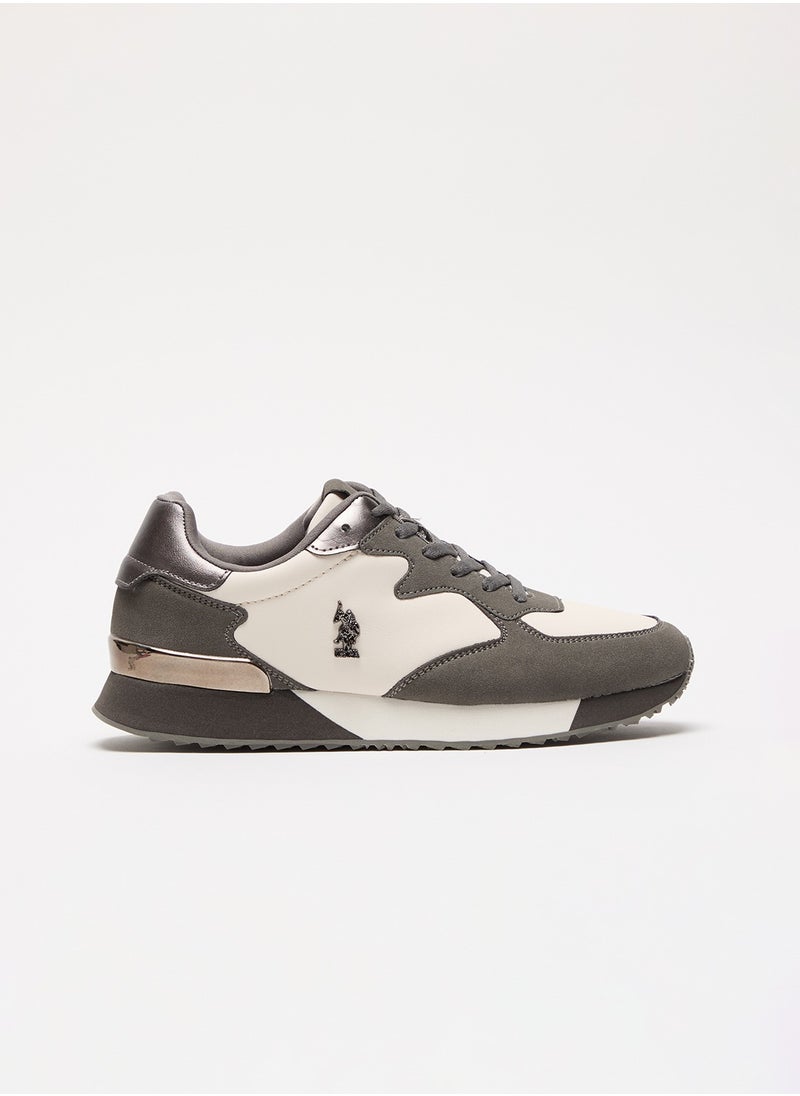 U.S. Polo Assn. Women's Grey & White Low-Top Sneakers - Stylish Accents with Lace-Up Design and Cushioned Sole for Casual Comfort  - Image 1