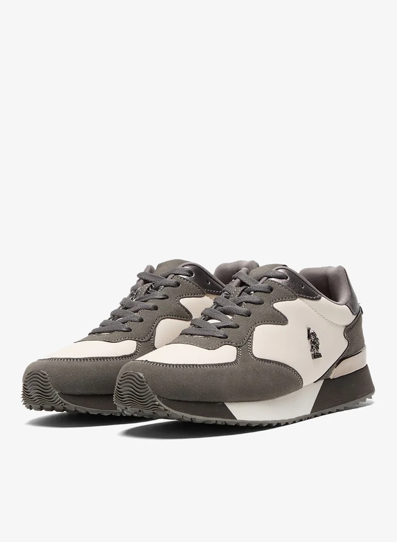 U.S. Polo Assn. White/Anthracite Women's Grey & White Low-Top Sneakers - Stylish Accents with Lace-Up Design Shoes and Cushioned Sole for Casual Comfort for Women | Best Price UAE