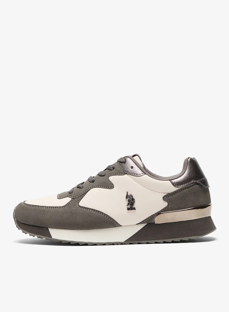 U.S. Polo Assn. White/Anthracite Women's Grey & White Low-Top Sneakers - Stylish Accents with Lace-Up Design Shoes and Cushioned Sole for Casual Comfort for Women | Best Price UAE