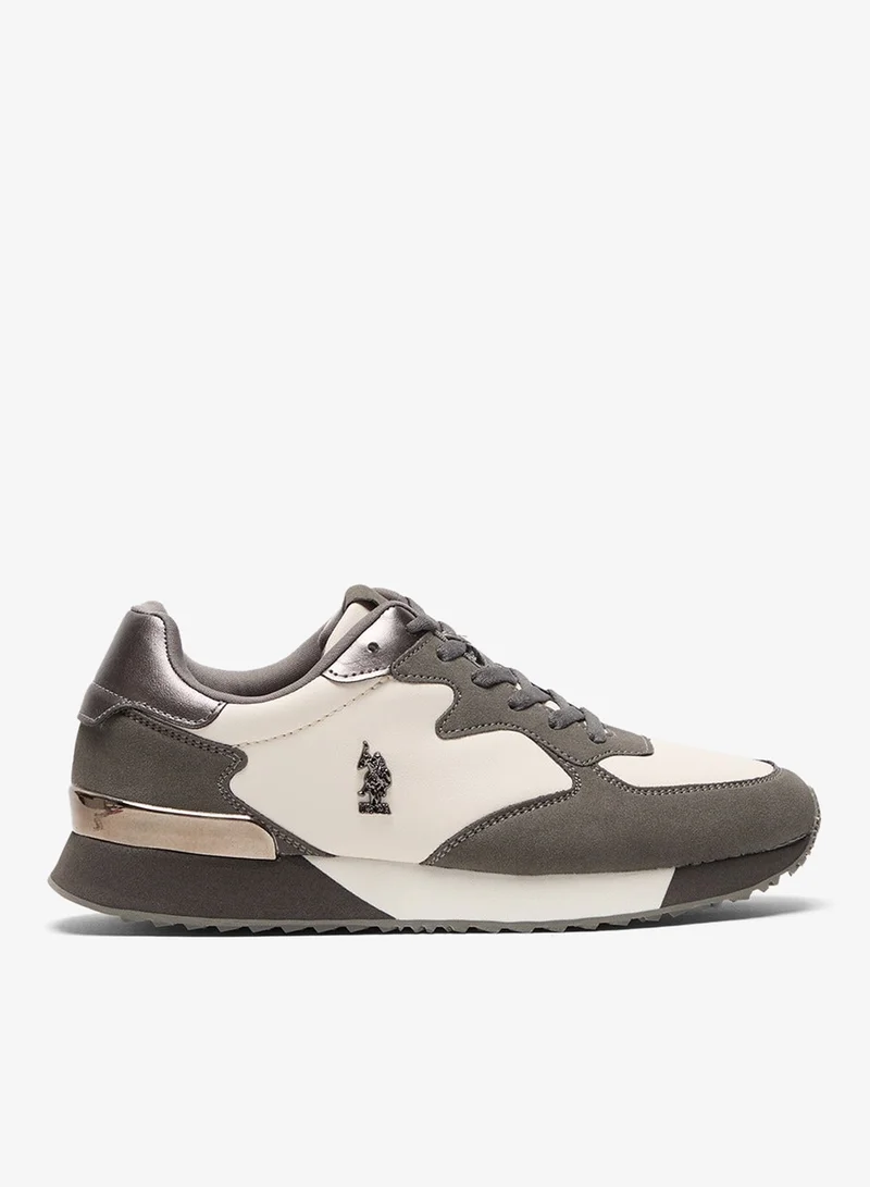 U.S. Polo Assn. White/Anthracite Women's Grey & White Low-Top Sneakers - Stylish Accents with Lace-Up Design Shoes and Cushioned Sole for Casual Comfort for Women | Best Price UAE