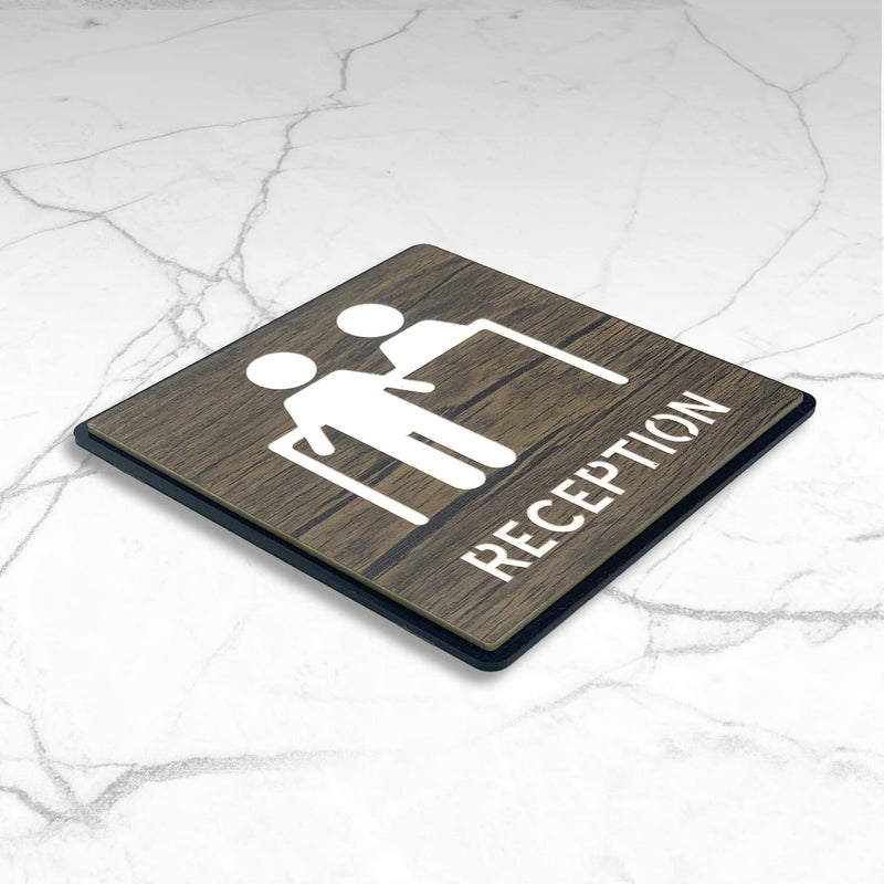 Vertical Root Inc RECEPTION Sign/Sticker–Premium Wooden finish Acrylic Front Office Signage.Modern,Durable.Self Adhesive(3m Tape) Ideal for office, Clinics, Mall, Hotels, Hospital,commercial space - Image 2