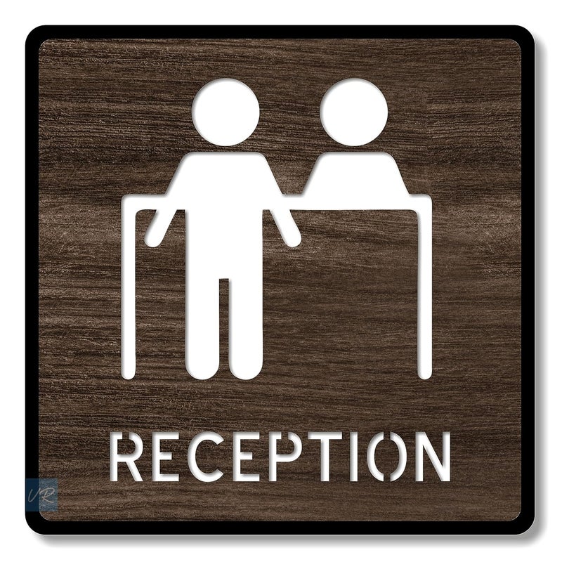 Vertical Root Inc RECEPTION Sign/Sticker–Premium Wooden finish Acrylic Front Office Signage.Modern,Durable.Self Adhesive(3m Tape) Ideal for office, Clinics, Mall, Hotels, Hospital,commercial space - Image 1